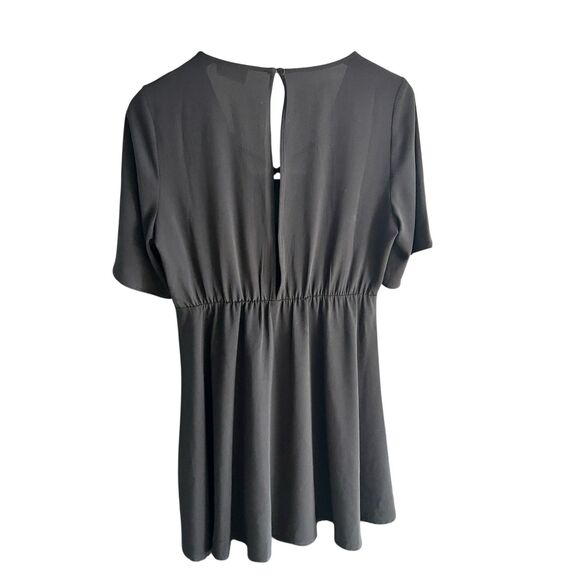 Pins and Needles Faux Wrap Dress Black Medium Silky Flowy Goth Minimalist Sexy - Picture 2 of 11